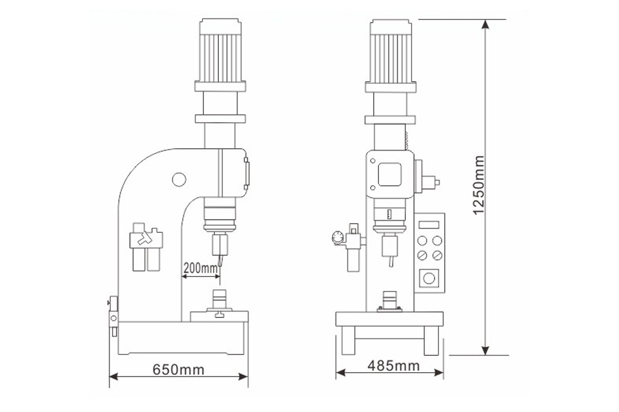 普通型氣動鉚接機(jī)結(jié)構(gòu)尺寸圖