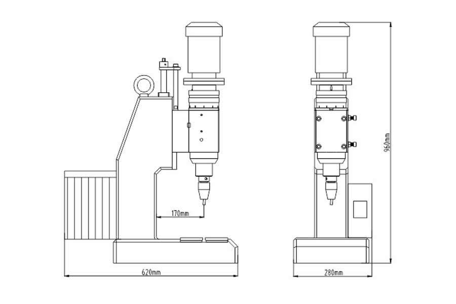 常規(guī)型液壓鉚接機結構尺寸圖
