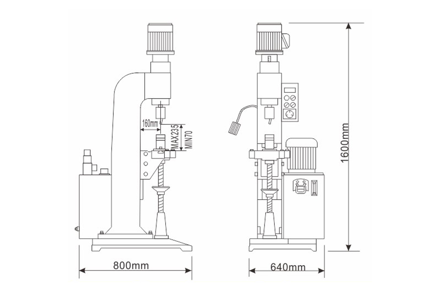 液壓徑向鉚接機結(jié)構(gòu)尺寸圖