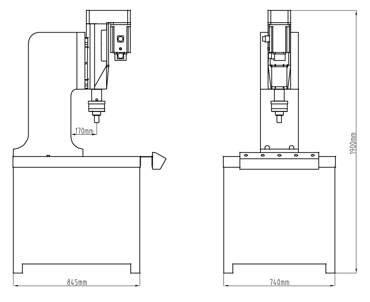 伺服雙頭鉸孔機(jī)結(jié)構(gòu)尺寸